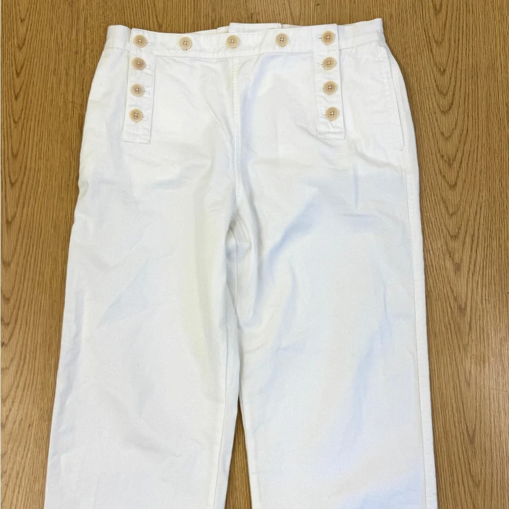 J. Crew 100% Cotton Cropped Sailor Chino Pants Button front & Tie back Size 10
